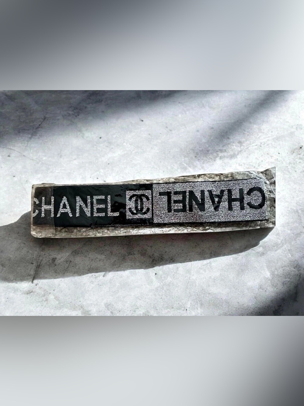 Chanel Logo Hair Headband Accessory in Black & Gray NWT
